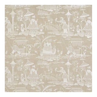 Schumacher Bassano Embroidered Toile Fabric in Linen For Sale
