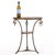 This refined occasional table features a circular marble top resting within a finely crafted bronze frame with three legs...