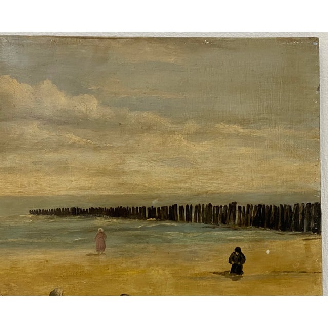 Impressionist In the Style of Johannes Evert Hendrik Akkeringa Oil on Panel Beach Scene C.1920 For Sale - Image 3 of 13