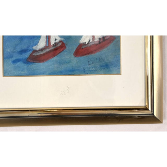 Original Signed and Framed Primitive Mixed Media Drawing Signed 'Belle' For Sale - Image 13 of 14