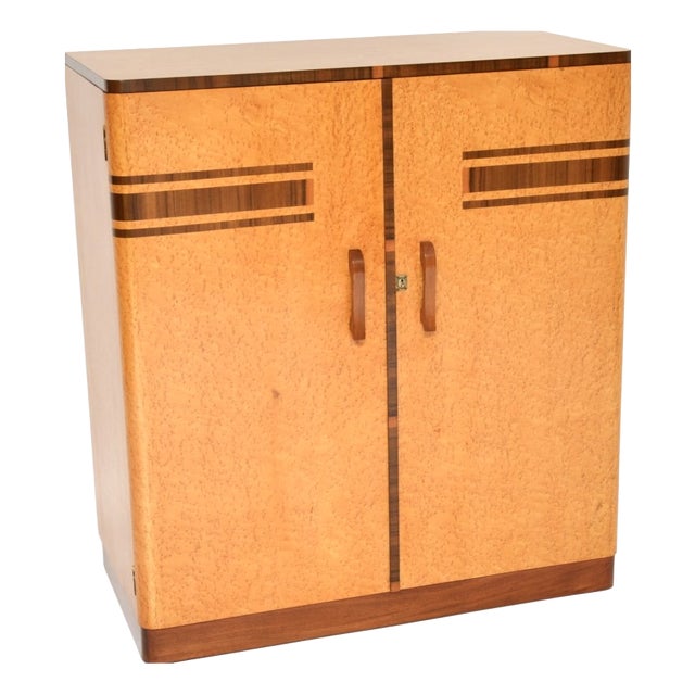 Art Deco Birds Eye Maple and Walnut Compactum Wardrobe, 1930s For Sale