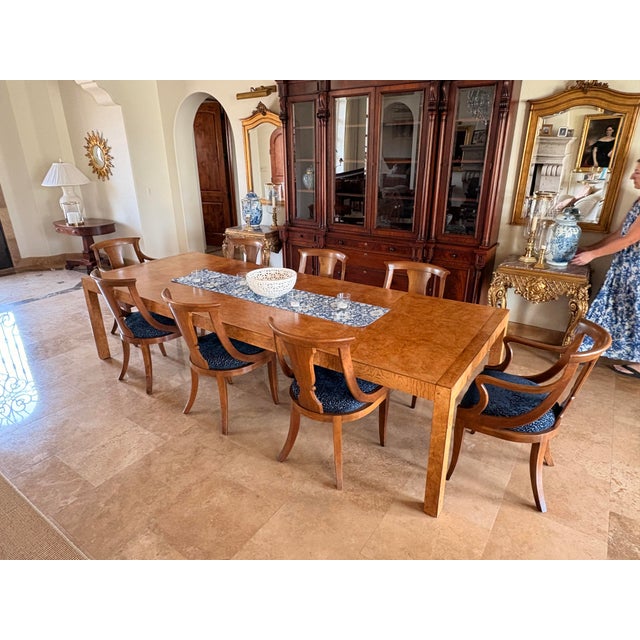 Exquisite mid century burl luxury by John Widdicomb of Grand Rapids, MI. Table circa 1970 refinished in 2018. Table...