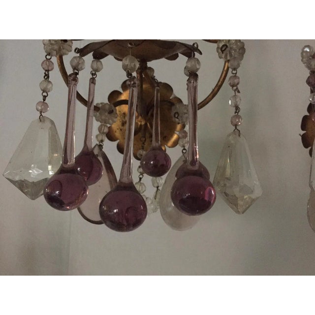 Antique Bronze & Glass Wall Lights, Set of 2 For Sale - Image 4 of 4