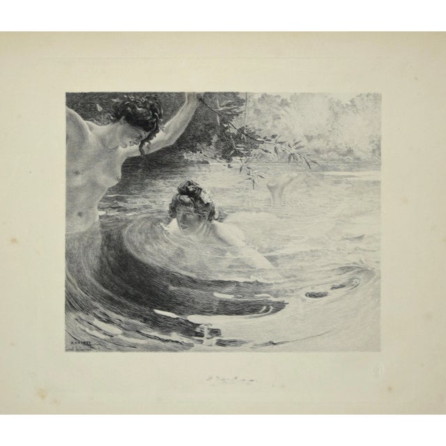 Baigneuses - Original Etching by L. Lacouteux - 1899 For Sale - Image 3 of 3