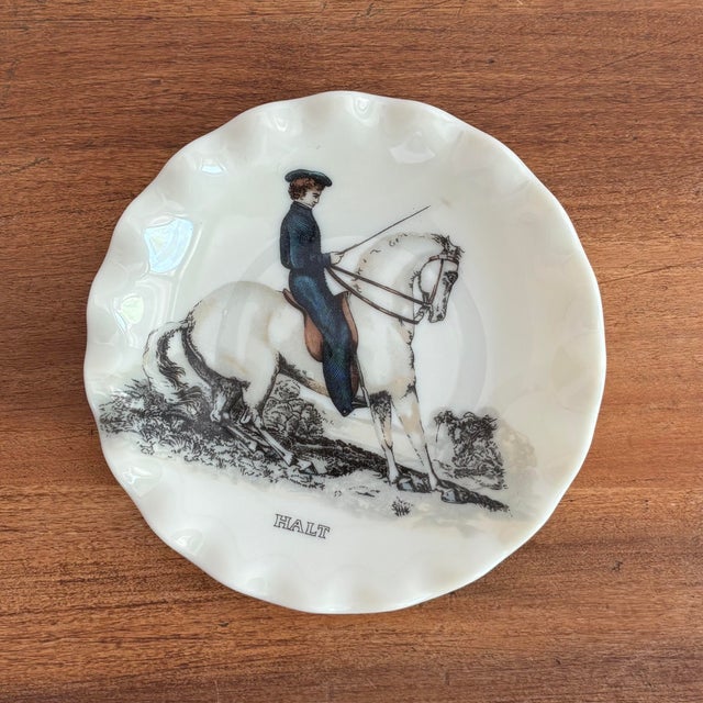 Late 20th Century Small Vintage Equestrian Catchall Dish With Scalloped Edge For Sale - Image 5 of 5