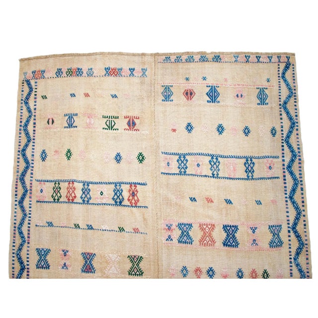 1950s Vintage Turkish Kilim Handwoven Embroidered Area Rug For Sale - Image 9 of 12