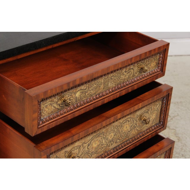 Pair Maitland Smith Marble Top Neoclassical Commode Chests For Sale In Philadelphia - Image 6 of 18