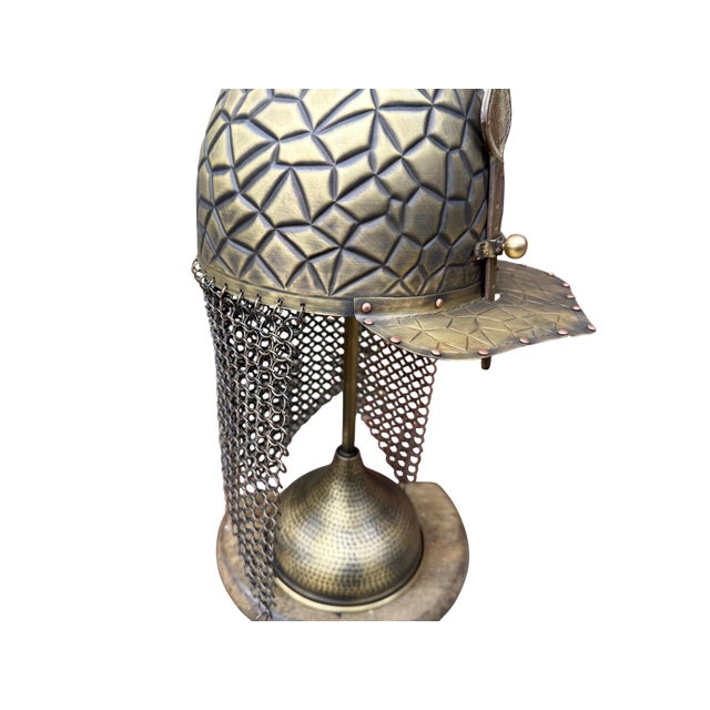 Geometric Engraved Helm With Chainmail For Sale - Image 9 of 13