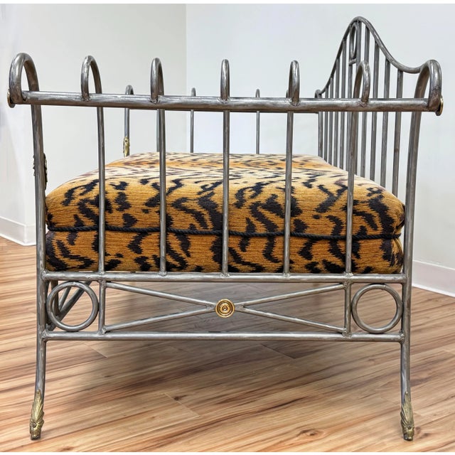 Vintage Maison Jansen Style Scrolled Steel Settee Daybed For Sale - Image 4 of 13