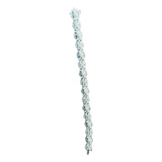 Fancy Floral Unique Link Diamond Pave Statement Unique 14k White Gold Bracelet For Sale