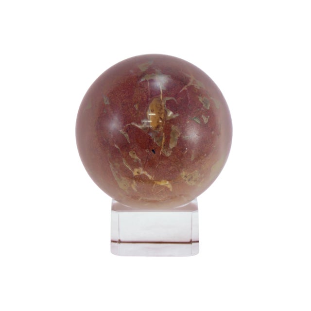 Mid-Century Modern Jasper Red Stone Sphere W/Stand For Sale - Image 3 of 5