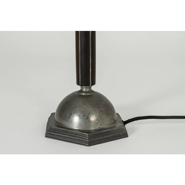 Pewter and Ebony Table Lamp from C. G. Hallberg, 1930s For Sale - Image 6 of 8
