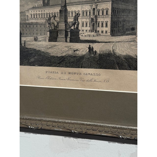 Grand Tour 1843 Gaetano Cottafavi “Piazza Di Monte Cavallo” Rome Engraving, Framed For Sale - Image 3 of 9
