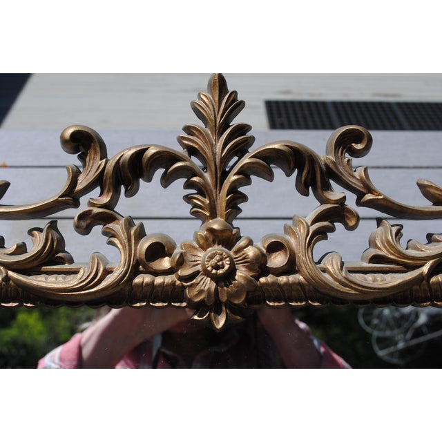 Hollywood Regency Vintage 1960's Turner Gold Hollywood Regency Floral Mirror For Sale - Image 3 of 7