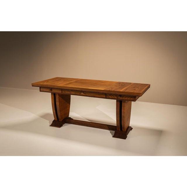 Brown Desk in Ash Veneer and Dark Stained Details by Pier Luigi Colli, Italy, 1930s For Sale - Image 8 of 18