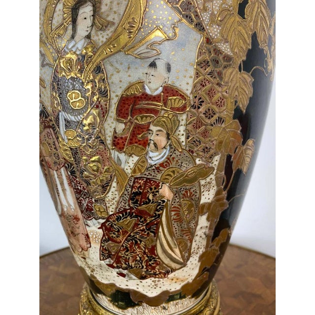 Black 19th Century Japan Satsuma Porcelain Vase and Golden Metal, 1870s For Sale - Image 8 of 18