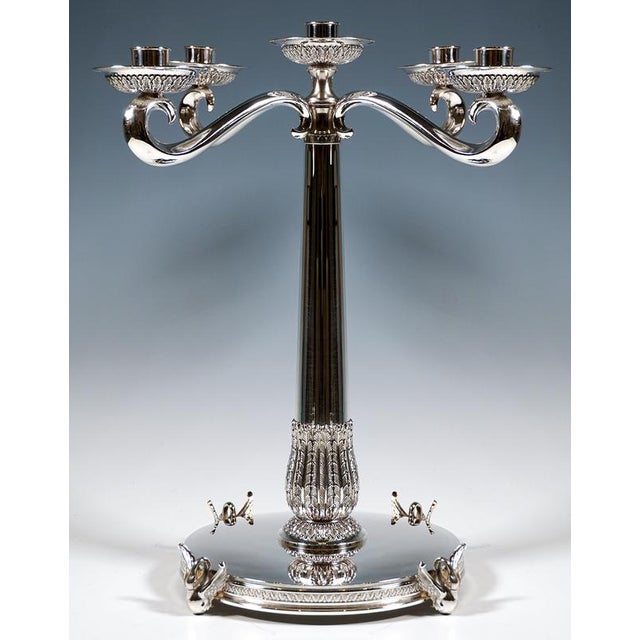 1930s Art Deco Silver Candelabras with Palmette Decoration, Spain, 1934, Set of 2 For Sale - Image 5 of 13
