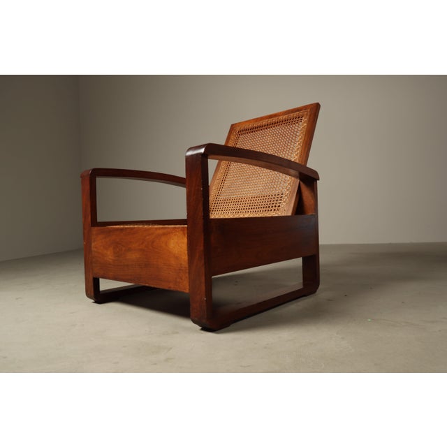 Mid-Century Architectural Teak Lounge Chair with Cane Seat, 1950s For Sale - Image 12 of 16