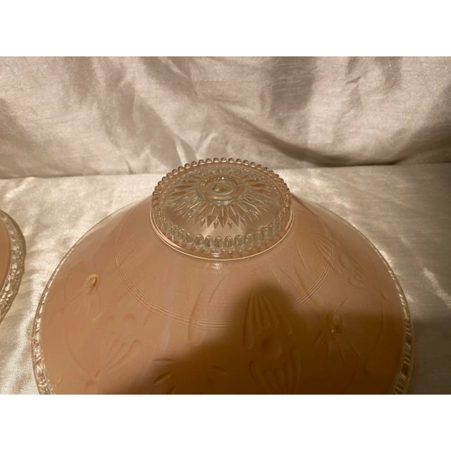 1930’s Era Blush Art Deco Glass Ceiling Shades-A Pair For Sale In Detroit - Image 6 of 7