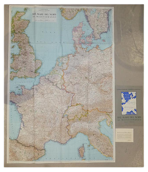 Opera Cartographic Mirabile Card from North Sea to the Mediterranean and Ethnographic Europe from C. T. I. Milan, Italy, 1939, Set of 3