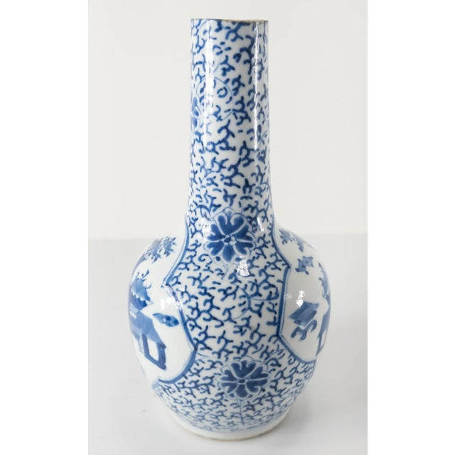 Chinoiserie 19th Century Chinese Blue and White Chinoiserie Vase For Sale - Image 3 of 13