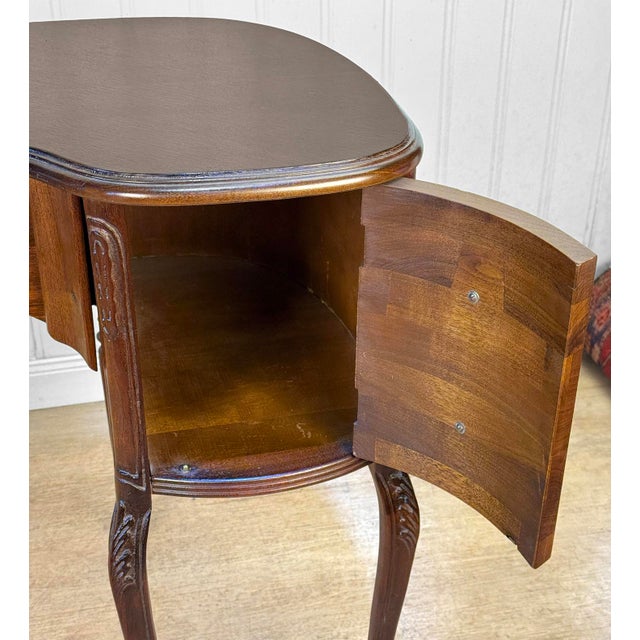 Vintage French Mahogany Carved Kidney Writing Vanity Desk For Sale - Image 11 of 12