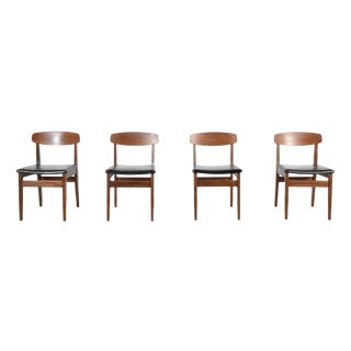 Teak and Leatherette Chairs, 1960s, Set of 4 For Sale