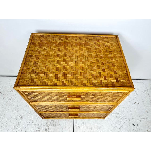 Late 20th Century Vintage Woven Rattan 3 Drawer Chest For Sale - Image 5 of 12