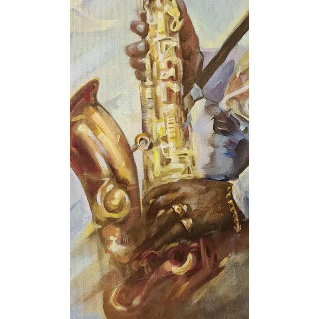 Vadim Kovalev, Jazz, Man with Saxophone, Oil on Canvas For Sale - Image 4 of 5