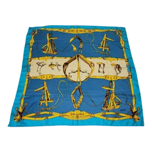 Gorgeous Blue Sellier Silk Scarf by Erre France