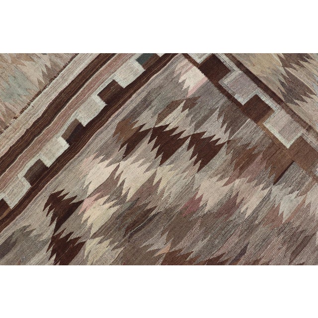 Vintage Turkish Kars Kilim in Soft Taupe, Sage Green, Sand, and Warm Cocoa For Sale - Image 15 of 15