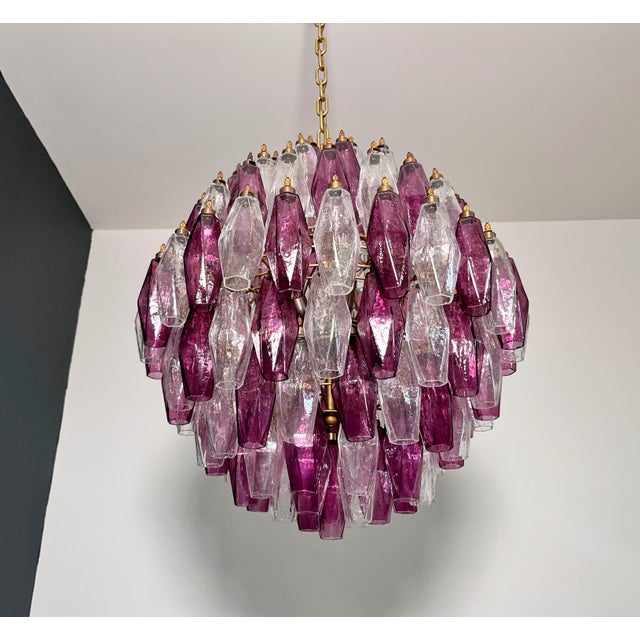 Glass Vintage Spherical Murano Poliedri Chandelier, 1990s For Sale - Image 7 of 18