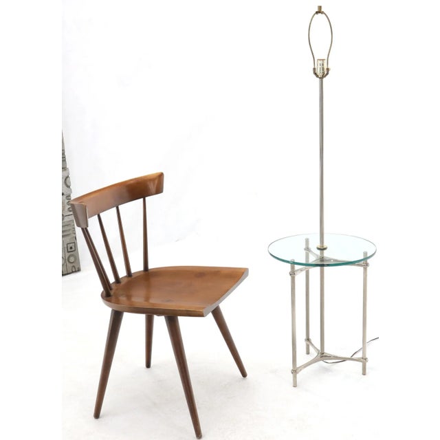 Mid-Century Modern round glass end table floor lamp.