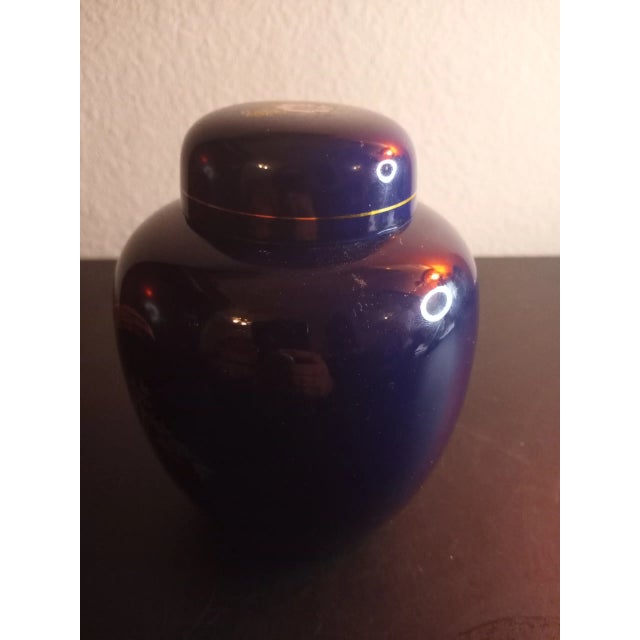 This is a Cobalt Blue Enamel Porcelain 6" Ginger Jar Procured at auction BOX 1