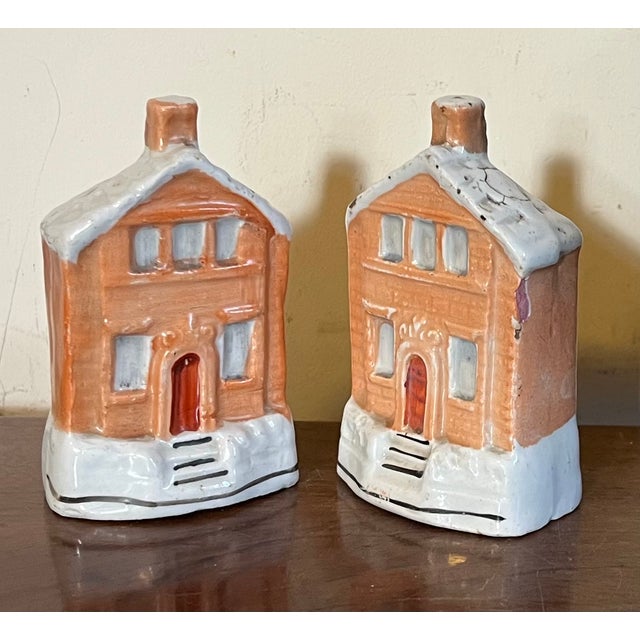 Ceramic Antique 19th Century English Staffordshire Brick Cottage Coin Banks Circa 1860 - A Pair For Sale - Image 7 of 14