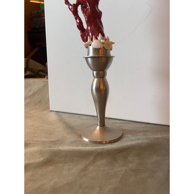 1990s Vintage Baroque Style Curiosity Cabinet Custom Faux Red Coral Specimen on the Metal Base For Sale - Image 5 of 10