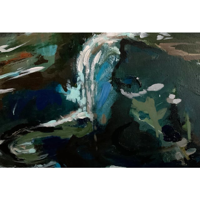 2010s "Breathing Room" Large Blue Brown Abstract Painting Framed by Michele Zuzalek For Sale - Image 5 of 8