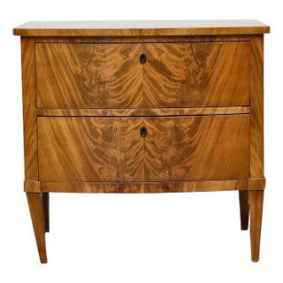 English 19th Century Mahogany Bow Front Chest with Flame Veneer, Two Drawers For Sale