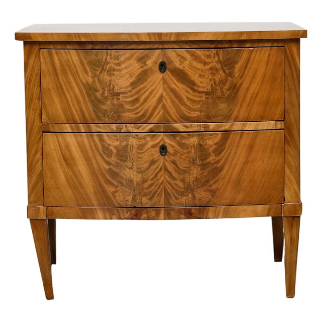 English 19th Century Mahogany Bow Front Chest with Flame Veneer, Two Drawers For Sale