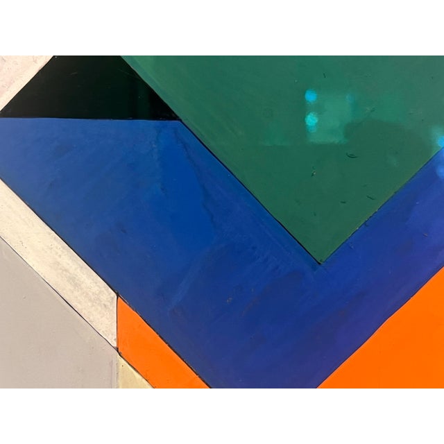 Geometric Abstract Midcentury Tempera Painting On Paper, Rare Work By Heinrich Gisler (1918-2011), Newly Framed With...