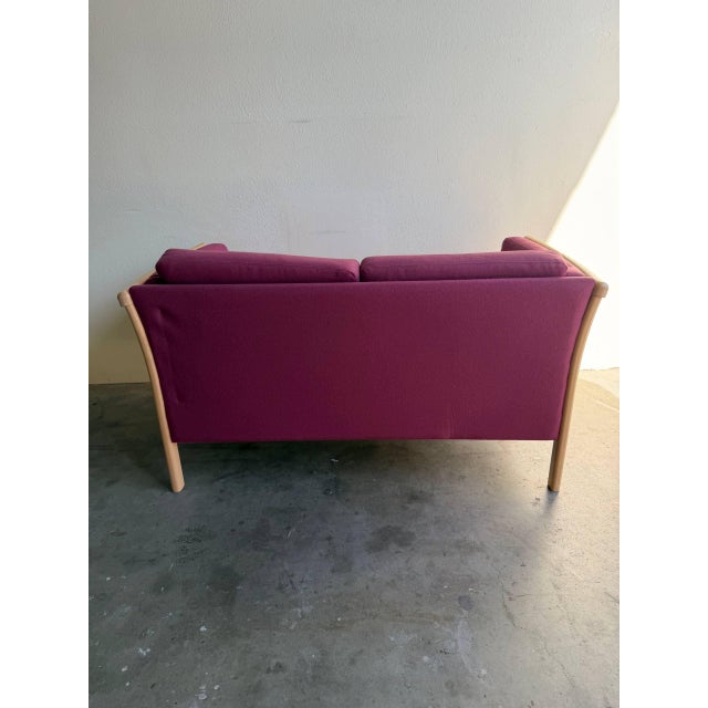 1960s Vintage Danish Stouby Loveseat MCM Sofa - Scandinavian Beech Frame Settee For Sale - Image 5 of 8