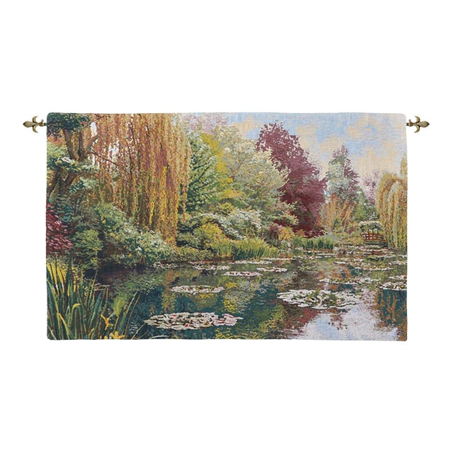Monet's Garden Loom Woven Tapestry - 60 X 100 Cm (1'11" X 3'3") - Requires Rod Size 3 For Sale