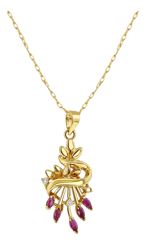 Marquise Ruby Necklace .50cttw 14k Yellow Gold 16"