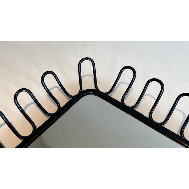 1980s Black Lacquered Metal Mirrors Circa 1980 - a Pair For Sale - Image 5 of 12