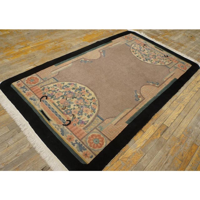 1920s Chinese Art Deco Carpet ( 4' x 6' 9'' - 122 x 206 cm ) Antique Chinese Wool Small Scatter Size – Art Deco Knotted...