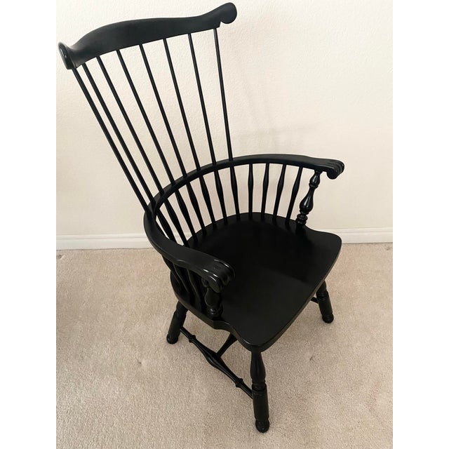 Mid 20th Century Ethan Allen Baumritter Stunning Black Windsor Comb Back Armchair Excellent Condition For Sale - Image 9 of 17