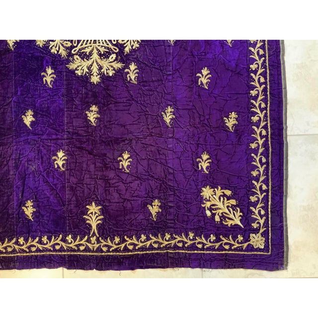 1910s Antique Velvet and Gold Embroidery Textile For Sale - Image 5 of 13
