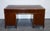 Burgundy Embossed Leather Top Twin Pedestal Desk from Globe Wernicke For Sale - Image 17 of 18