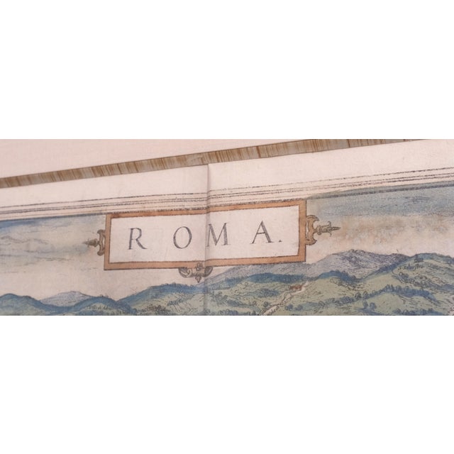 Traditional Antique 17th Century Frans Hogensberg Framed Map of Rome Italy Cites of the World Print For Sale - Image 3 of 9