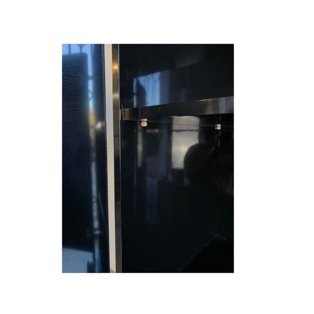 Wood 1980s Post Modern Black Lacquer Armoire For Sale - Image 7 of 7